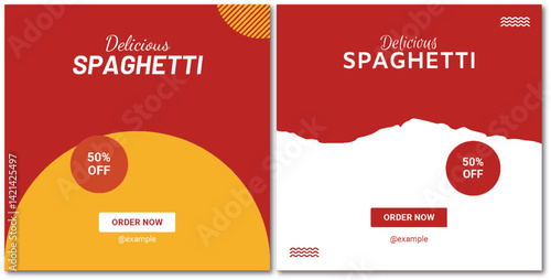 Promotional Social Media Templates for Delicious Spaghetti Offerings