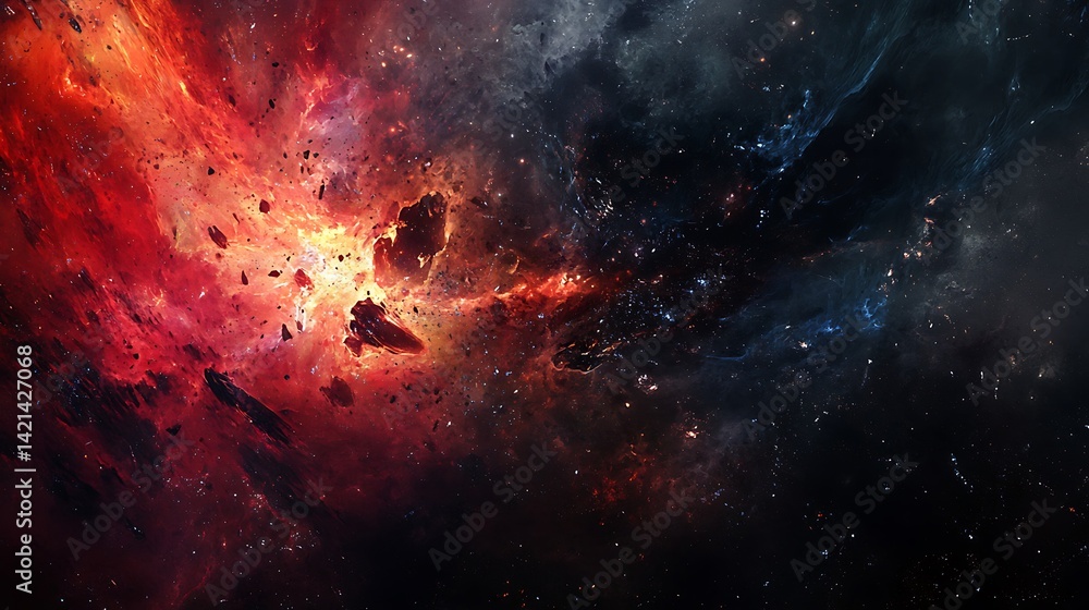 Obraz premium Abstract Space Nebula with Stars and Cosmic Dust