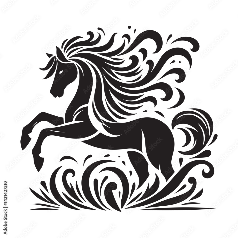 Fototapeta premium create simple black Horse Silhouette Vector with white background 
