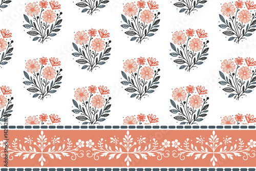 seamless line floral pattern with border inspired by elegant foliage and stems ideal for fashion clothing prints table decor and gift wrapping projects


