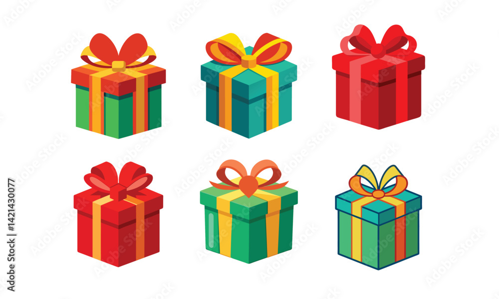 Fototapeta premium Colorful Gift box vector set isolated on white background,