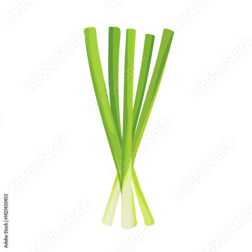 A Very Simple flat 2D icon of a lemongrass isolated on a white background, vector, flat design, animation design, simple flat 2D icon, minimalist design, clipart design, EPS, vector