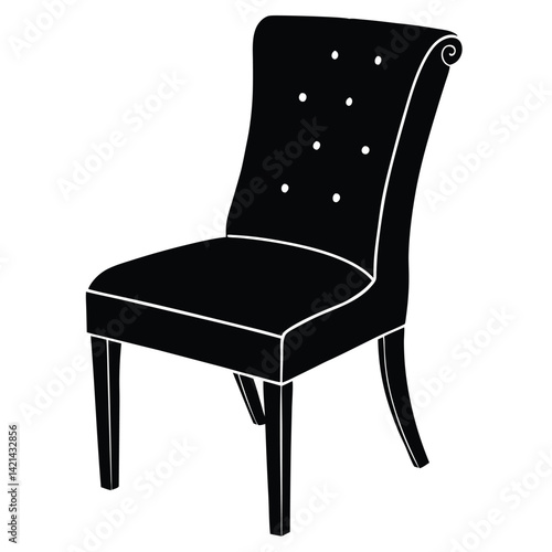 Wooden Chair Silhouette Vector – Classic Furniture and Seating Illustration
