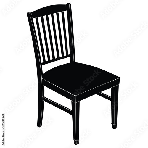 Wooden Chair Silhouette Vector – Classic Furniture and Seating Illustration
