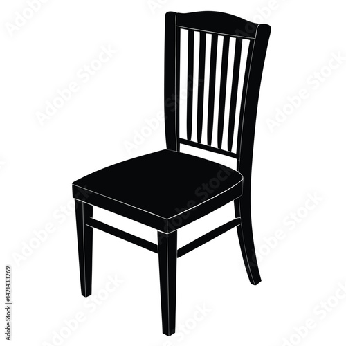 Wooden Chair Silhouette Vector – Classic Furniture and Seating Illustration
