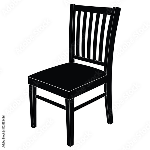 Wooden Chair Silhouette Vector – Classic Furniture and Seating Illustration
