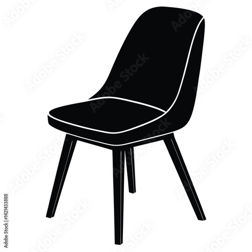 Wooden Chair Silhouette Vector – Classic Furniture and Seating Illustration
