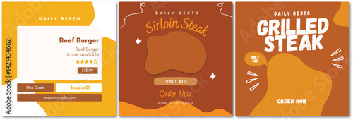 Delicious Restaurant Food Menu Promotion, featuring Burger and Steak