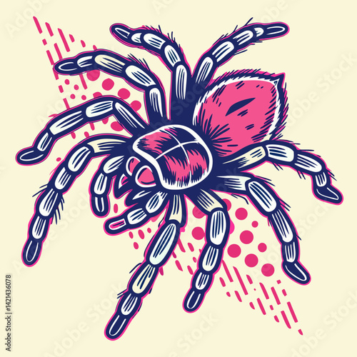 Funky Tarantula Spider in Neon Pop Art