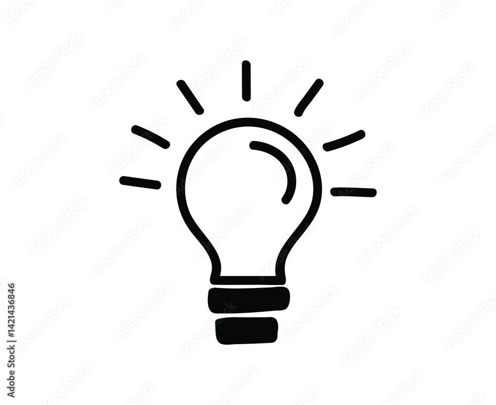 doodle design llustration of a glowing electric light blub icon doodle design llustration of a glowing electric light blub icon