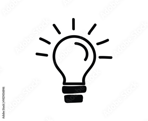  doodle design llustration of a glowing electric light blub icon 