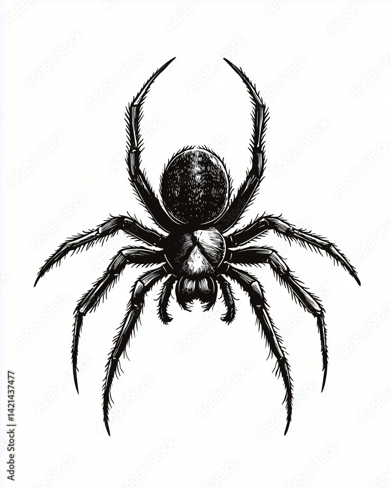 a black spider with black ink drawing a black spider with black ink drawing