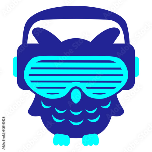 DJ Owl Headphones Listen to music Club Disco Party Isolated Vector Graphic Design Illustration
