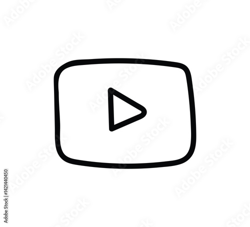 Doodle Social Media Logos. Hand drawn  you Tube icon