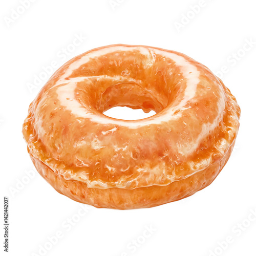 Isolated glazed cruller twisted shiny and centered