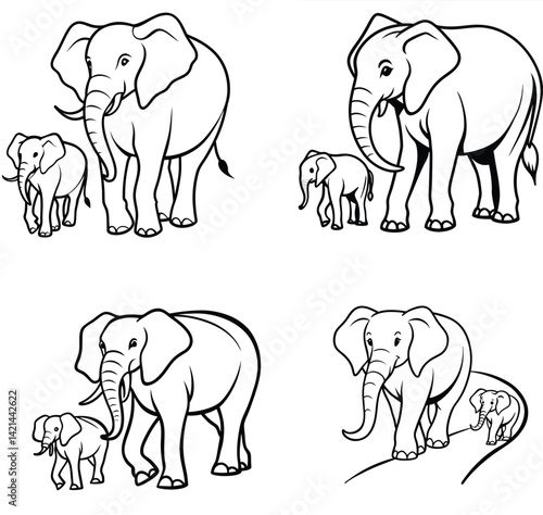 Photography set of elephants