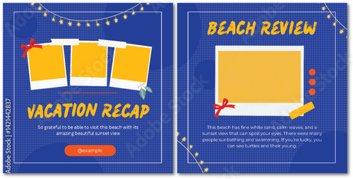 Vibrant Vacation Collage and Beach Review Template for Social Media
