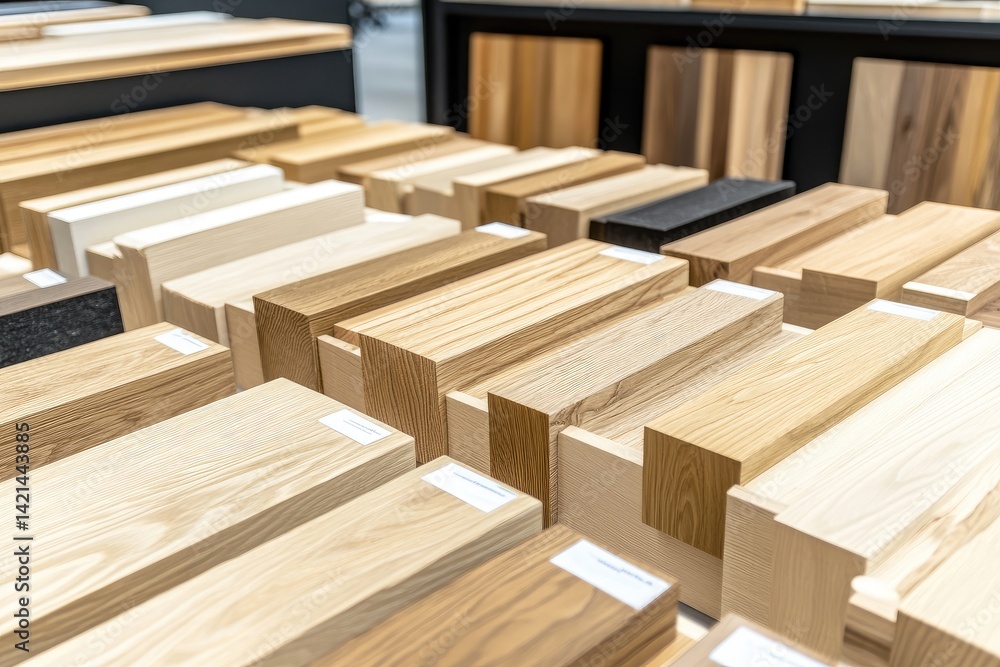 Wood samples display, various shades Wood samples display, various shades