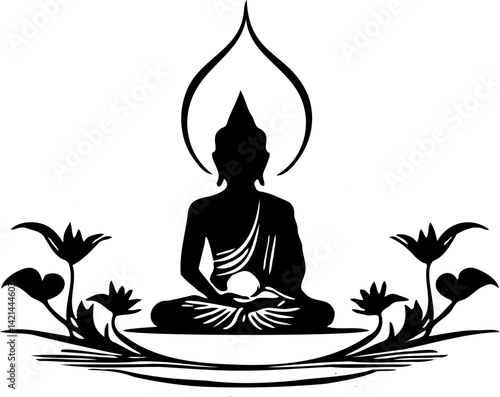 Vesak day silhouette with white background