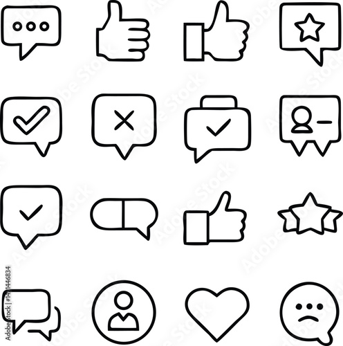 Feedback Icons Vector Set | Review, Rating, Response & User Opinion Line Pack