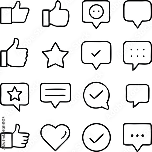 Feedback Icons Vector Set | Review, Rating, Response & User Opinion Line Pack