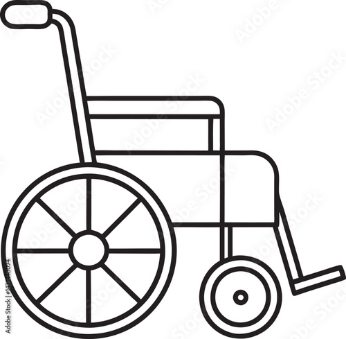 Wheel chair, icon design, vector. Black on white.