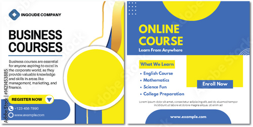 Engaging online course promotional banner with diverse subject offerings