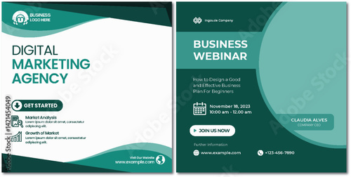 Digital marketing agency services and business webinar design template