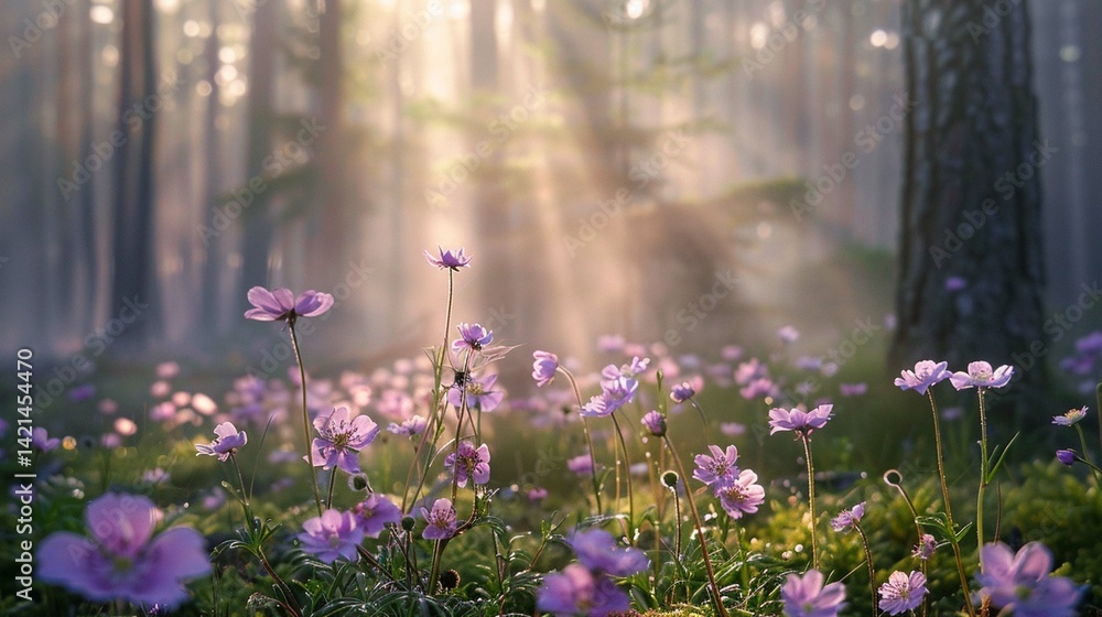 Obraz premium spring flowers in the forest