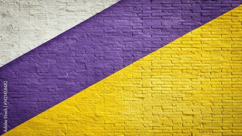 Diagonal Split Urban Wall Texture: Yellow Purple Abstract Background Design