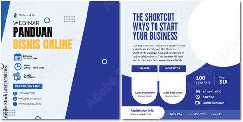 Online Business Webinar Invitation Flyer Featuring Key Speakers and Details