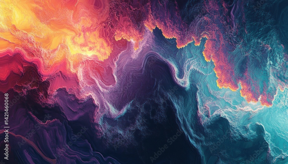 Fototapeta premium Abstract fractal nebula, vibrant colors of cosmic dust and swirling space gases
