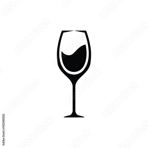 wine glass silhouette logo design template