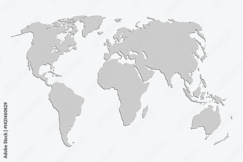 Obraz premium Global Globalization Gray World map Vector Illustration