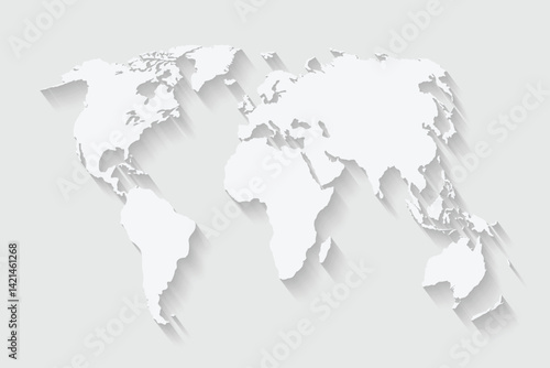 World map isolated on white background with shadow. Vector