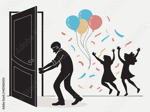 silhouette of a girl with a balloon vector