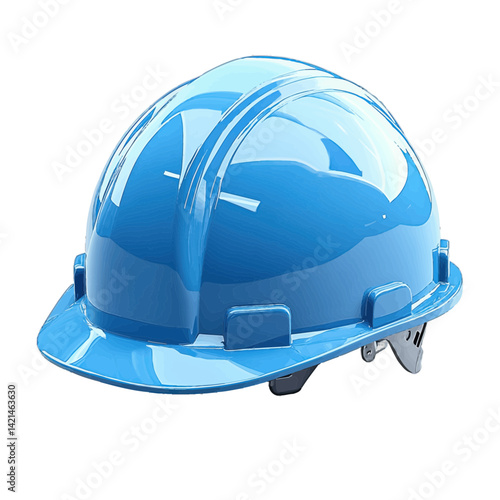 Volumetric illustration of a safety helmet designed for construction and industrial use in vibrant blue color
