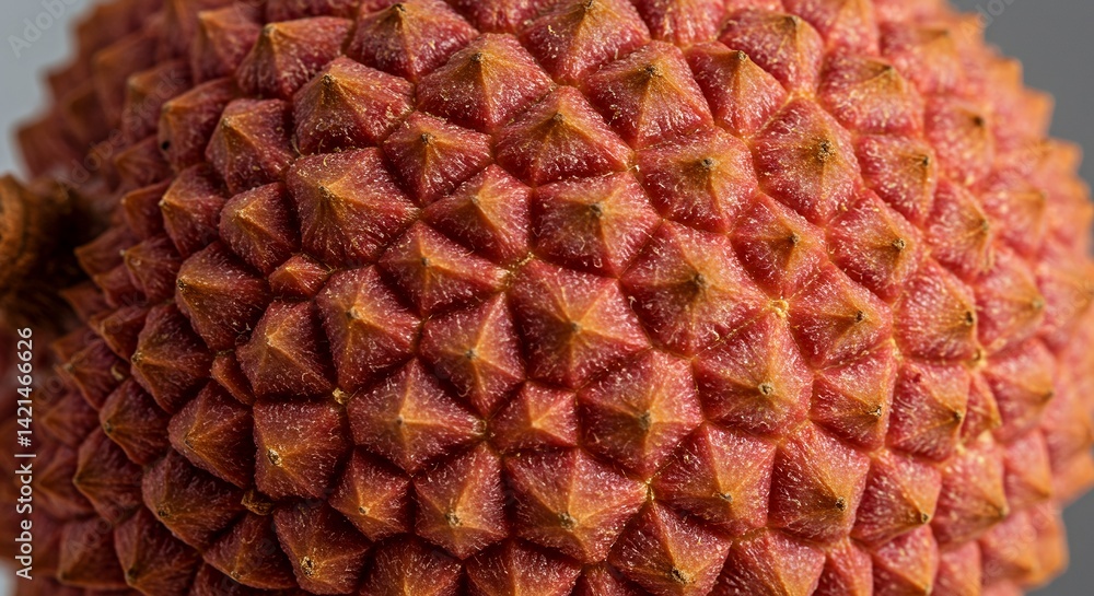 Fototapeta premium Detailed Botanical Close Up of Lychee Fruit Skin Texture and Seed Arrangement in High Resolution with Sharp Focus and Natural Light