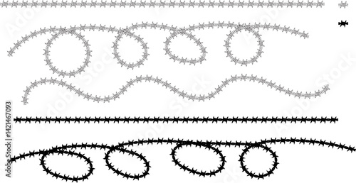 Barbed or barb wire vector illustration of seamless