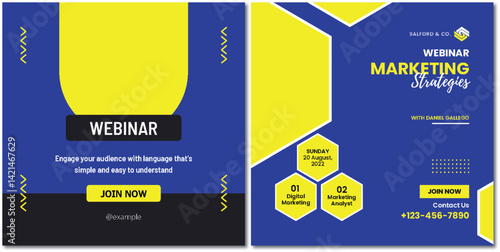 Informative Webinar Announcement Design with Bold Colors and Graphics
