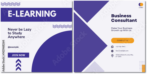 Modern banner design showcasing e-learning and business consultancy services