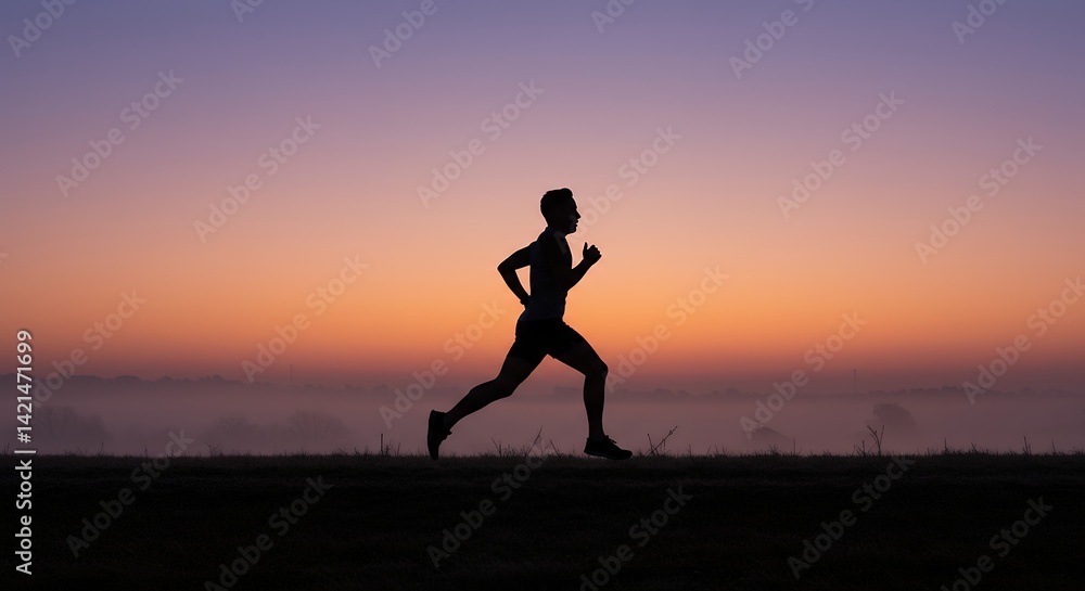 Runner Silhouetted Against Sunrise Runner Silhouetted Against Sunrise