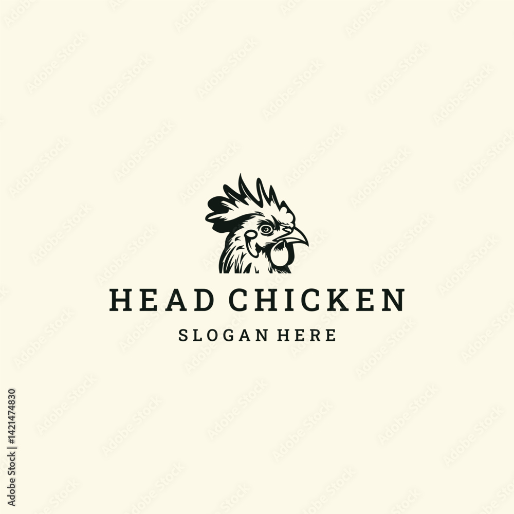 Head chicken logo style icon design template vector illustration Head chicken logo style icon design template vector illustration