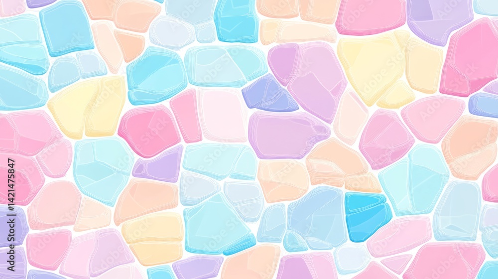 Pastel colored cartoon stones create a whimsical mosaic pattern Pastel colored cartoon stones create a whimsical mosaic pattern