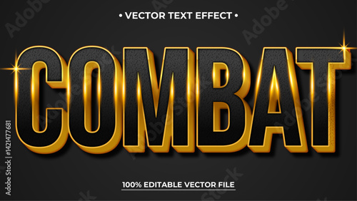Combat text effect black and gold style editable text effect