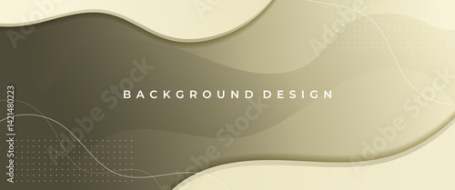 Wavy shape with beige color scheme horizontal banner vector template design. With place for the text.