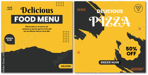 Enticing Food Menu and Delicious Pizza Offer for Social Media Marketing