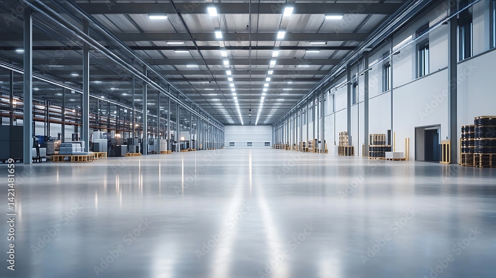 Empty modern warehouse interior Empty modern warehouse interior