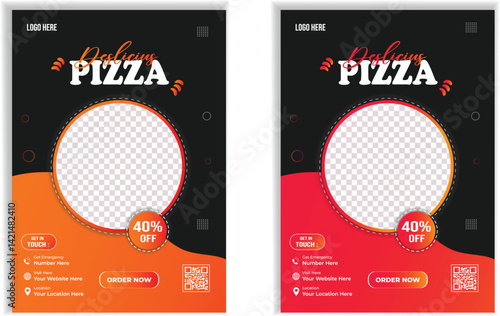 Delicious Pizza Flyer Design | Restaurant Promotion Poster | Food Menu Vector shape design