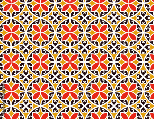 Abstract Orange and Yellow Floral Pattern with Intricate Motifs